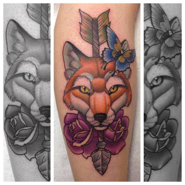 Fox / Flowers Tattoo