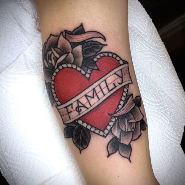 Family Heart Colour Tattoo