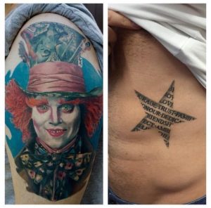 Alice in Wonderland's Tarrant Hightop - Johnny Depp Tim Burton Tattoo