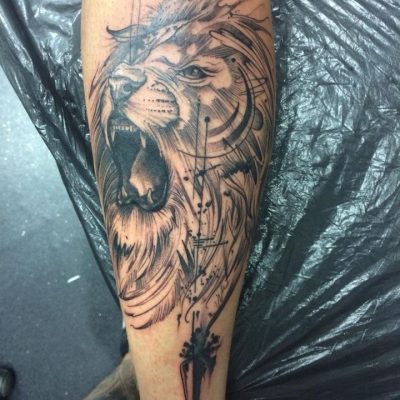 Lion Black & White/Grey Realism Tattoo