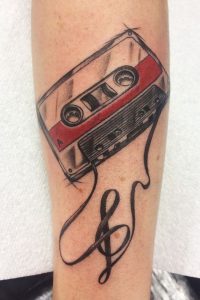 Cassette Black & White/Grey Realism Tattoo