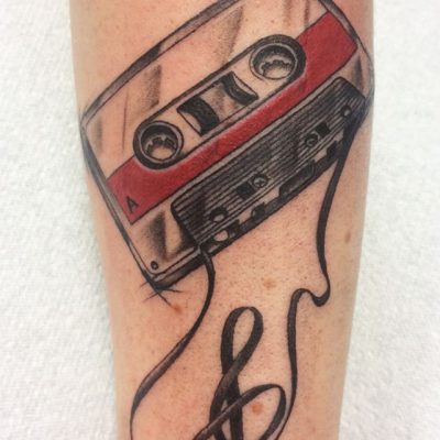 Cassette Black & White/Grey Realism Tattoo