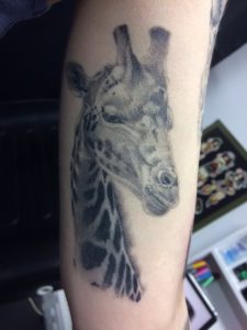 Giraffe Black & White/Grey Realism Tattoo