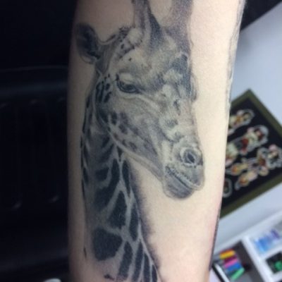 Giraffe Black & White/Grey Realism Tattoo