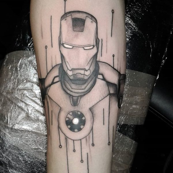 Iron Man Black & White Tattoo - Marvel Comic