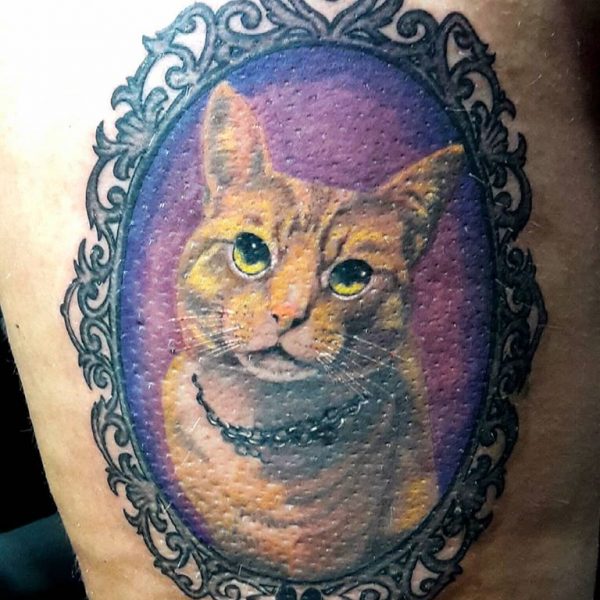 Tabby Cat Mirror Tattoo